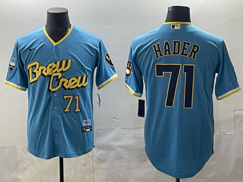 Men 2025 Milwaukee Brewers #71 Hader blue Nike MLB Jersey style 004->milwaukee brewers->MLB Jersey